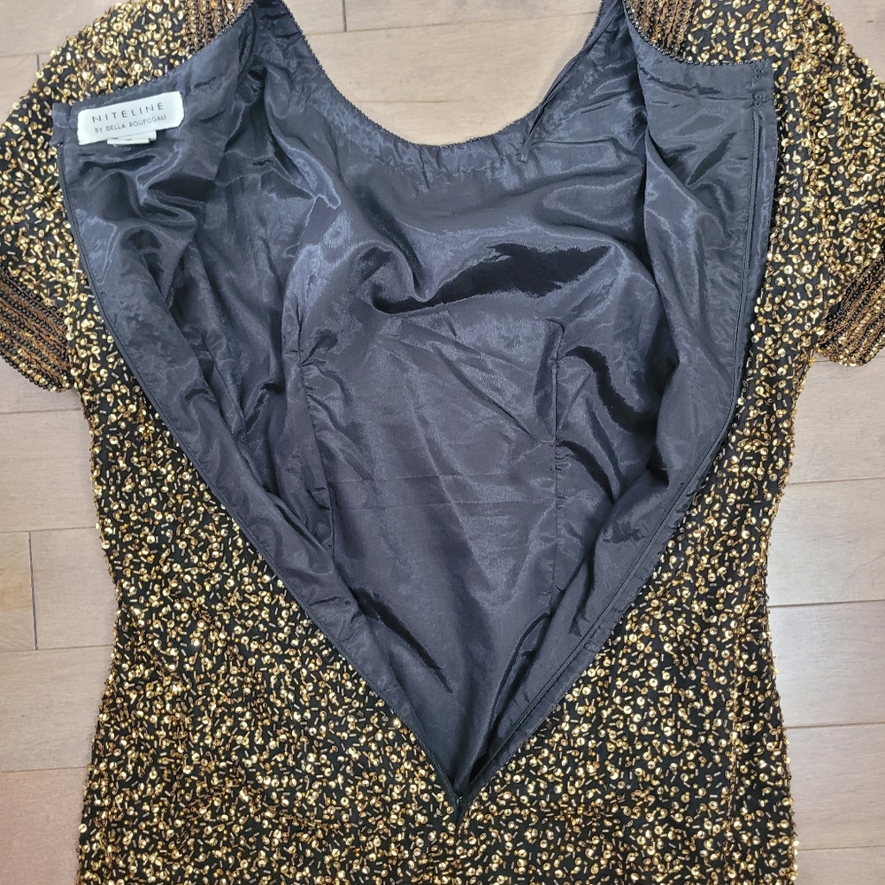 Vintage Niteline 100% silk dress with gold beading in size 10 - Picture 11 of 15
